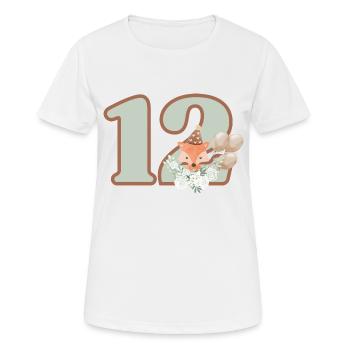 12e anniversaire renard fleurs - T-shirt respirant Femme - blanc - Devant - AI Model Female 172 dark (172cm)