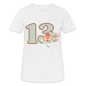 13e anniversaire renard fleurs - T-shirt respirant Femme - blanc - Devant - AI Model Female 172 dark (172cm)