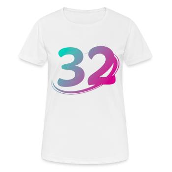 Nummer 32 mehrfarbig - Frauen T-Shirt atmungsaktiv - Weiß - Vorne - AI Model Female 172 dark (172cm)
