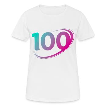 Nummer 100 Mehrfarbig - Frauen T-Shirt atmungsaktiv - Weiß - Vorne - AI Model Female 172 dark (172cm)