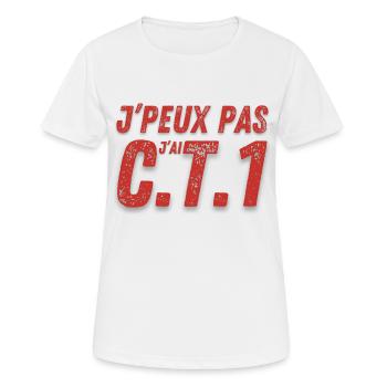 "Ich kann nicht, ich habe C.T.1. Sub-Off-Prüfung" - Frauen T-Shirt atmungsaktiv - Weiß - Vorne - AI Model Female 172 dark (172cm)