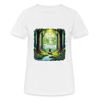 La nature est ma thérapie - Méditation en forêt - T-shirt respirant Femme - blanc - Devant - AI Model Female 172 dark (172cm)