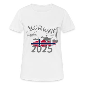 Norwegen 2025 Dorsch mit Bergen und Elch Angeln - Frauen T-Shirt atmungsaktiv - Weiß - Vorne - AI Model Female 172 dark (172cm)