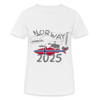 Norvège 2025 Goberge avec montagnes et pêche à l’orignal - T-shirt respirant Femme - blanc - Devant - AI Model Female 172 dark (172cm)