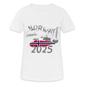 Norvège 2025 Loche avec montagnes Pêche à l’orignal - T-shirt respirant Femme - blanc - Devant - AI Model Female 172 dark (172cm)