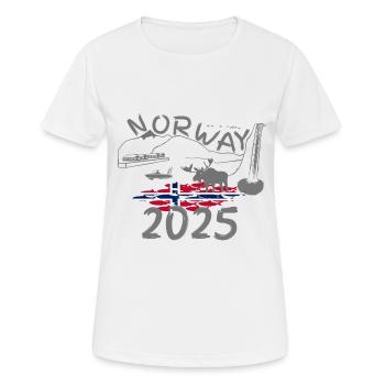 Norwegen 2025 Hering mit Bergen und Elch Angeln - Frauen T-Shirt atmungsaktiv - Weiß - Vorne - AI Model Female 172 dark (172cm)