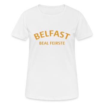Belfast, Beal Feirste, Irlande du Nord, Irlande du Nord - T-shirt respirant Femme - blanc - Devant - AI Model Female 172 dark (172cm)