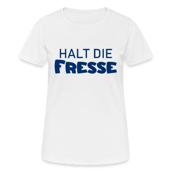 Halt die Fresse - Cooler Spruch - Schweigen - Frauen T-Shirt atmungsaktiv - Weiß - Vorne - AI Model Female 172 dark (172cm)