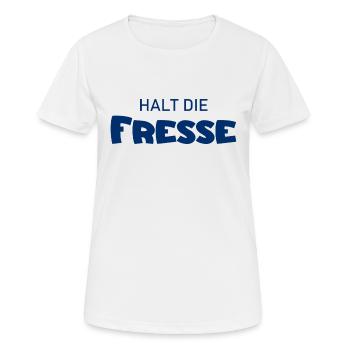 Halt die Fresse - Cooler Spruch - Schweigen - Frauen T-Shirt atmungsaktiv - Weiß - Vorne - AI Model Female 172 dark (172cm)