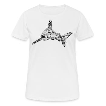 Hai Shark Longimanus Tribal Tattoo Tauchen Dive 1 - Frauen T-Shirt atmungsaktiv - Weiß - Vorne - AI Model Female 172 dark (172cm)
