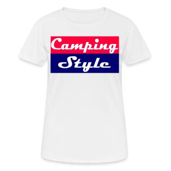 Camping Style - Frauen T-Shirt atmungsaktiv - Weiß - Vorne - AI Model Female 172 dark (172cm)
