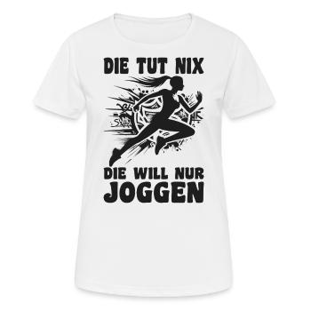 Coureuse qui ne fait rien, elle a juste envie de faire du footing, joggeuse - T-shirt respirant Femme - blanc - Devant - AI Model Female 172 dark (172cm)