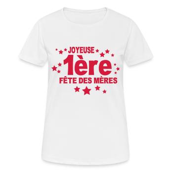 joyeuse première fête des mères - T-shirt respirant Femme - blanc - Devant - AI Model Female 172 dark (172cm)