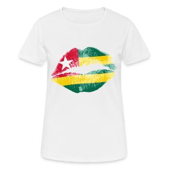 Kiss (Togo) - T-shirt respirant Femme - blanc - Devant - AI Model Female 172 dark (172cm)