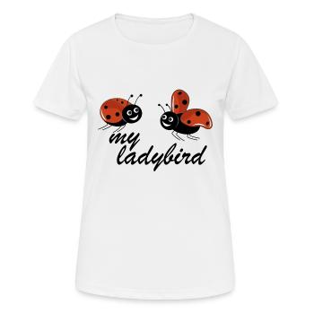 Marienkäfer mit meinem Text Marienkäfer - Frauen T-Shirt atmungsaktiv - Weiß - Vorne - AI Model Female 172 dark (172cm)