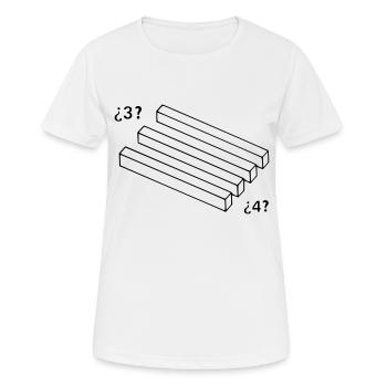 Illusions d'optique 3 à 4 bâtons - T-shirt respirant Femme - blanc - Devant - AI Model Female 172 dark (172cm)