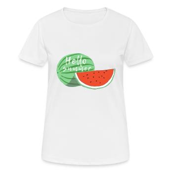 BONJOUR ÉTÉ - T-shirt respirant Femme - blanc - Devant - AI Model Female 172 dark (172cm)
