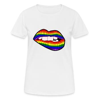 LipBite Rainbow - Frauen T-Shirt atmungsaktiv - Weiß - Vorne - AI Model Female 172 dark (172cm)