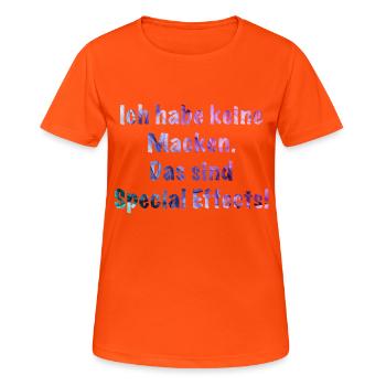 Ich habe keine Macken. - Frauen T-Shirt atmungsaktiv - Neonorange - Vorne - AI Model Female 172 dark (172cm)