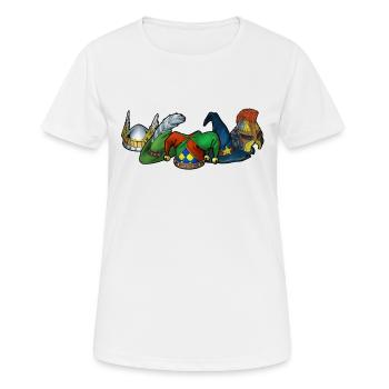 5 Hüte - Frauen T-Shirt atmungsaktiv - Weiß - Vorne - AI Model Female 172 dark (172cm)