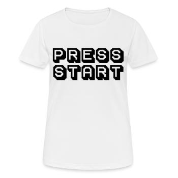 Press Start Arcade Pixelart Design - Frauen T-Shirt atmungsaktiv - Weiß - Vorne - AI Model Female 172 dark (172cm)