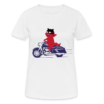 Chat sur le cadeau de chaton de hacheur de moto - T-shirt respirant Femme - blanc - Devant - AI Model Female 172 dark (172cm)
