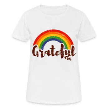dankbarer Regenbogen LGBT - Frauen T-Shirt atmungsaktiv - Weiß - Vorne - AI Model Female 172 dark (172cm)