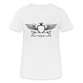 text schreiben flügel krone könig schild wappen em - Frauen T-Shirt atmungsaktiv - Weiß - Vorne - AI Model Female 172 dark (172cm)