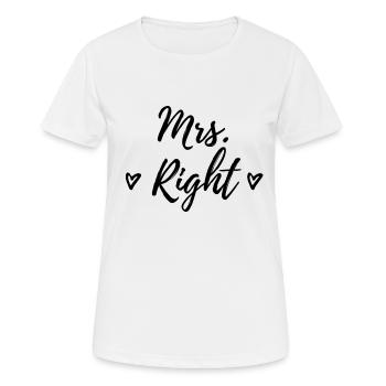 Mrs. Right wedding gift saying partner look - Women's Breathable T-Shirt - white - Front - AI Model Female 172 dark (172cm)