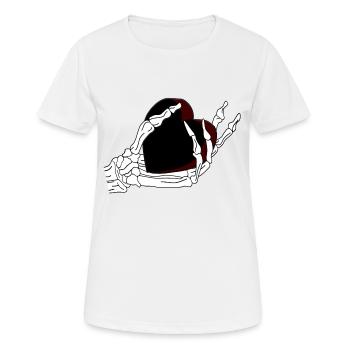 Kochenhand hält ein schwarzes Herz umschlossen - Frauen T-Shirt atmungsaktiv - Weiß - Vorne - AI Model Female 172 dark (172cm)