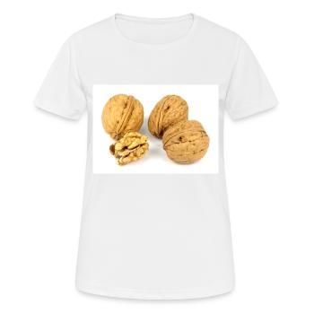 Des noisettes. noix et une noix craquelée - T-shirt respirant Femme - blanc - Devant - AI Model Female 172 dark (172cm)