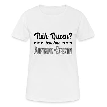 nähen - Frauen T-Shirt atmungsaktiv - Weiß - Vorne - AI Model Female 172 dark (172cm)