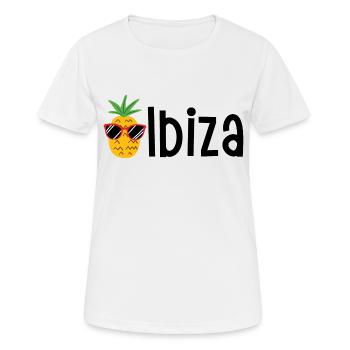 Ibiza - Frauen T-Shirt atmungsaktiv - Weiß - Vorne - AI Model Female 172 dark (172cm)