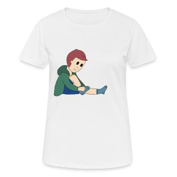 Putting on socks - Women's Breathable T-Shirt - white - Front - AI Model Female 172 dark (172cm)