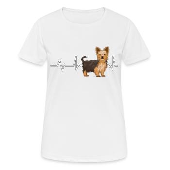 Yorkshire Terrier Yorkshire Terrier Heartbeat - Frauen T-Shirt atmungsaktiv - Weiß - Vorne - AI Model Female 172 dark (172cm)
