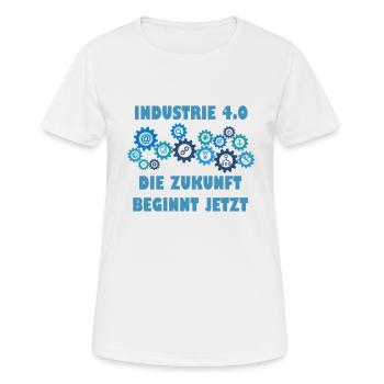 Industrie 4.0 Die Zukunft beginnt jetzt Geschenk - Frauen T-Shirt atmungsaktiv - Weiß - Vorne - AI Model Female 172 dark (172cm)