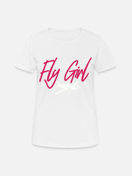 Fly Girl Aviation Pilot - Frauen T-Shirt atmungsaktiv - Weiß