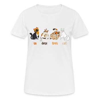 Un Deux Trois Cat - Women's Breathable T-Shirt - white - Front - AI Model Female 172 dark (172cm)