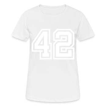 42 number symbol - Women's Breathable T-Shirt - white - Front - AI Model Female 172 dark (172cm)
