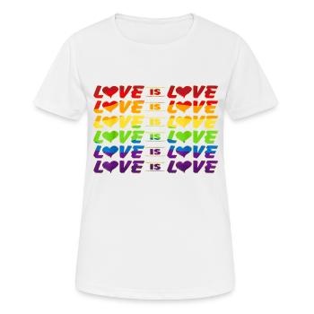 Love is Love Regenbogen LGBTQ Queer - Frauen T-Shirt atmungsaktiv - Weiß - Vorne - AI Model Female 172 dark (172cm)