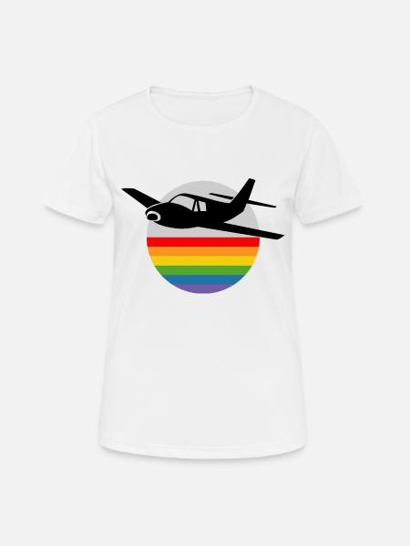 Rainbow Airplane - Women's Breathable T-Shirt - white