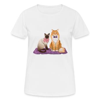 Chats - Famille de chats - Animaux de compagnie - Amour de chat - T-shirt respirant Femme - blanc - Devant - AI Model Female 172 dark (172cm)