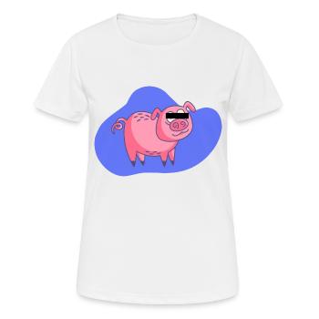 Cartoon Schwein - Frauen T-Shirt atmungsaktiv - Weiß - Vorne - AI Model Female 172 dark (172cm)