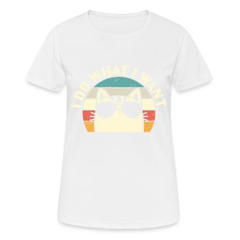 Je fais ce que je veux Des lunettes de soleil Pour amoureux des chats - T-shirt respirant Femme - blanc - Devant - AI Model Female 172 dark (172cm)
