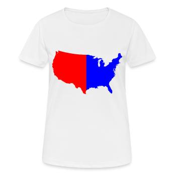 USA Rot Blaue Karte Silhouette - Frauen T-Shirt atmungsaktiv - Weiß - Vorne - AI Model Female 172 dark (172cm)