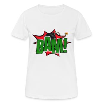 Bam! Lettrage graffiti de style bande dessinée - T-shirt respirant Femme - blanc - Devant - AI Model Female 172 dark (172cm)