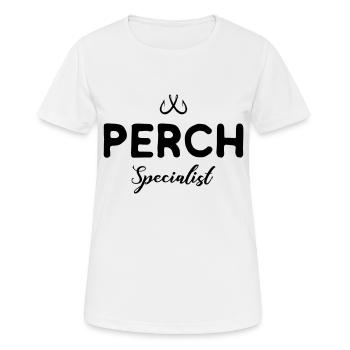 Perche spécialiste, pêche, pêcheur, perche - T-shirt respirant Femme - blanc - Devant - AI Model Female 172 dark (172cm)