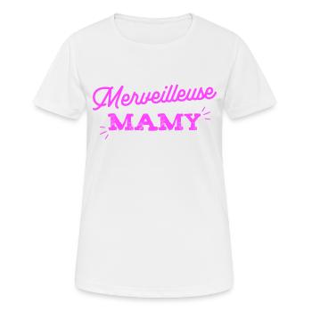 merveilleuse mamy cadeau - T-shirt respirant Femme - blanc - Devant - AI Model Female 172 dark (172cm)