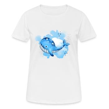 Jolie baleine éclaboussant dans l’océan - T-shirt respirant Femme - blanc - Devant - AI Model Female 172 dark (172cm)