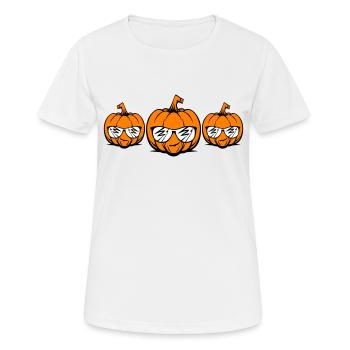 Visage de citrouille d’Halloween - T-shirt respirant Femme - blanc - Devant - AI Model Female 172 dark (172cm)